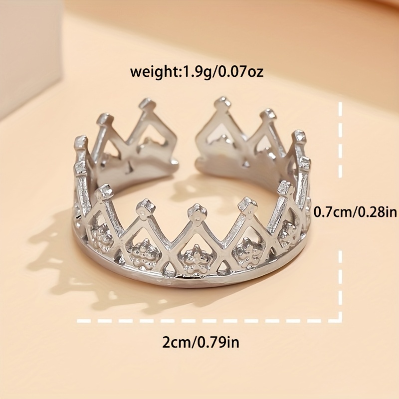 Stylish Minimalist Crown Stainless Steel Open Ring